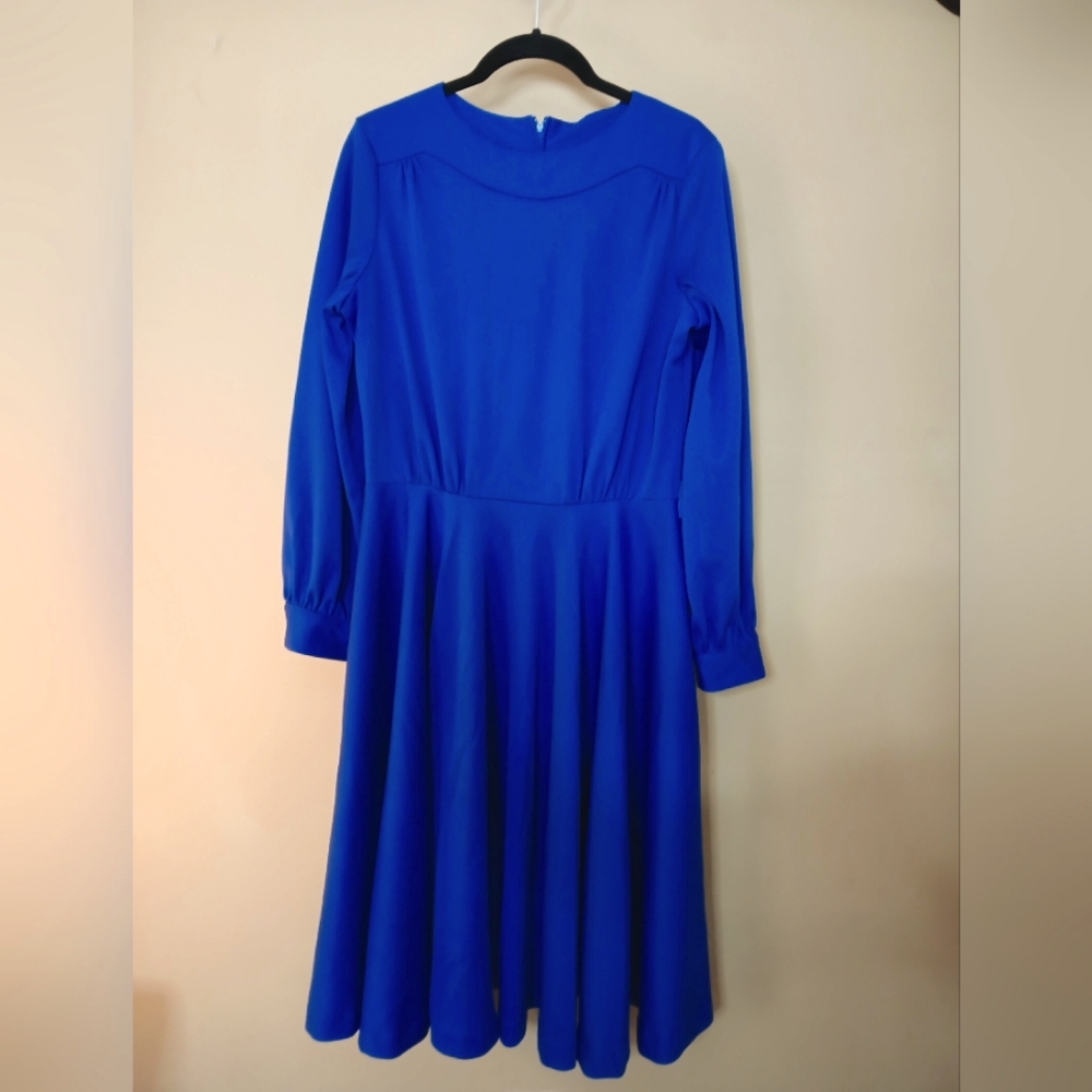 Vintage Blue Long Sleeve Dress